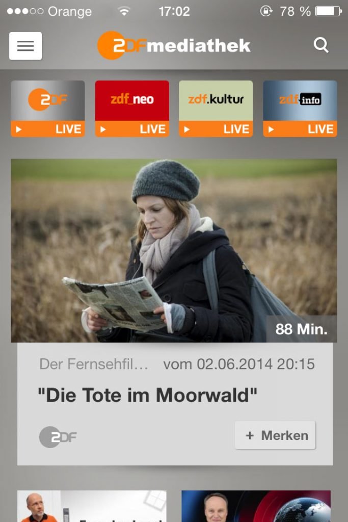 ZDF channels outside Germany - App for iPhone and iPad