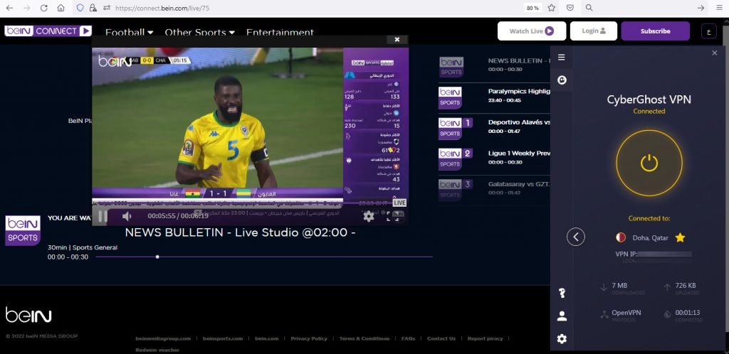 watch bein sports in uk - free beIN channel working VPN