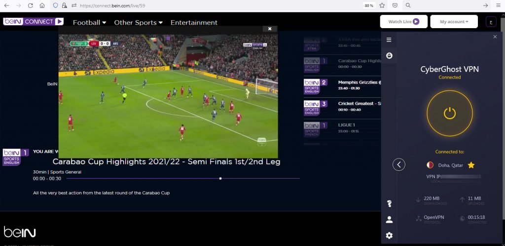watch bein sports in uk - English beIN channel working VPN
