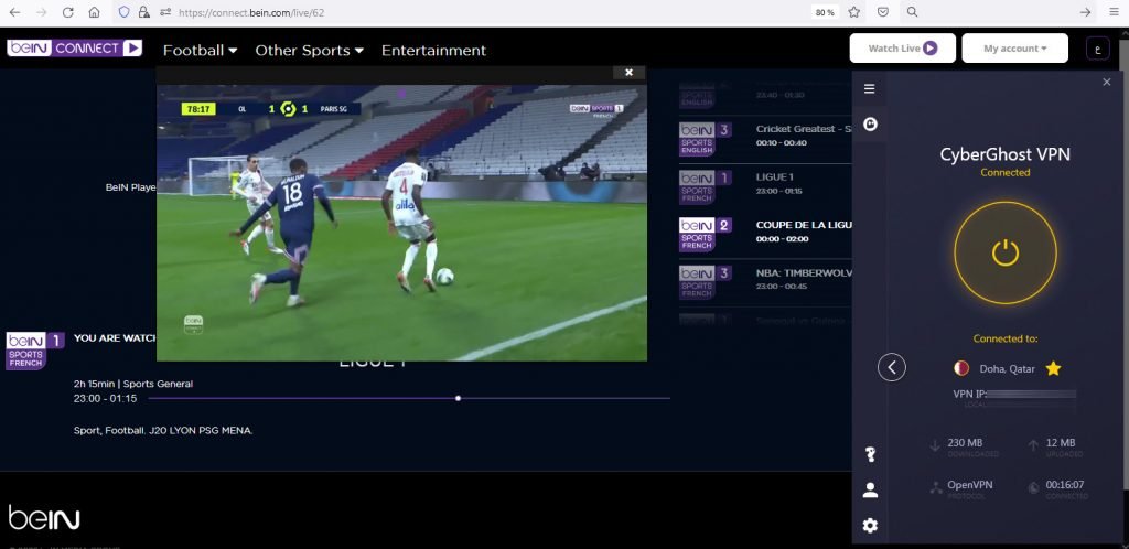 watch bein sports in uk - French beIN channel working VPN