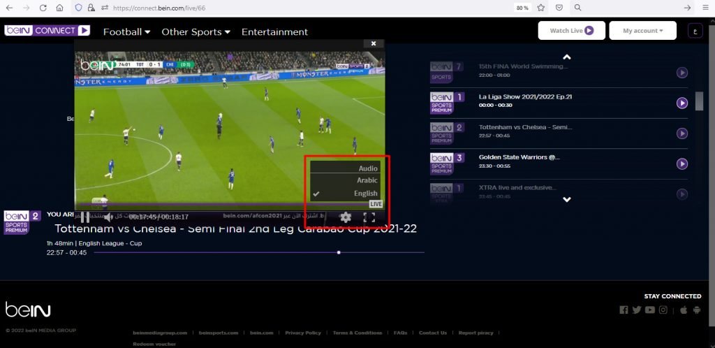 watch bein sports in uk - premium beIN channel working VPN - English audio