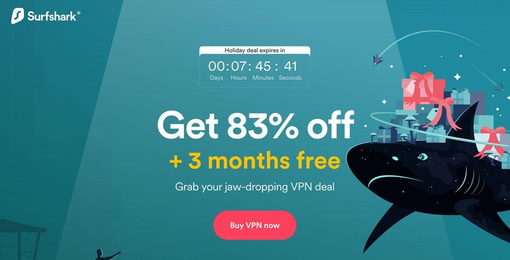 Surfshark coupon - Holiday Deal 83% Off + 3 months free