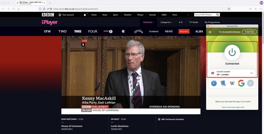 Watch BBC Parliament outside UK