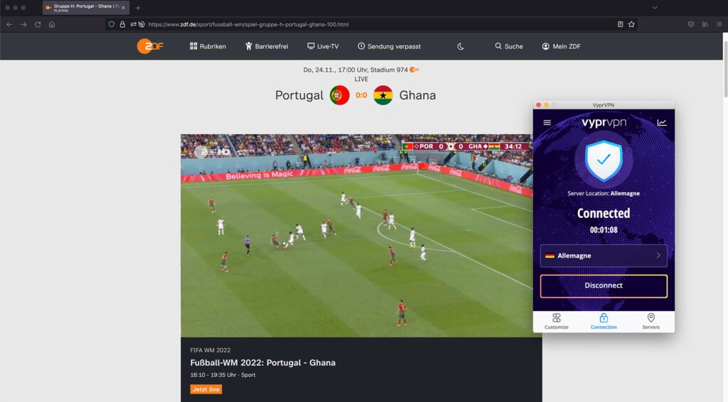 Watch ZDF outside Germany - Free live streaming of FIFA World Cup Qatar 2022 using VyprVPN
