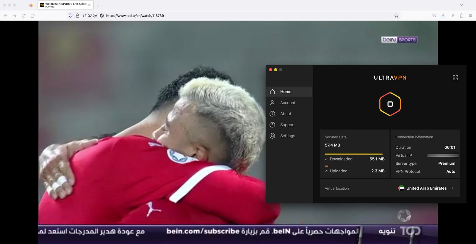 Watch TOD TV abroad - Streaming Free Live beIn Sports with UltraVPN