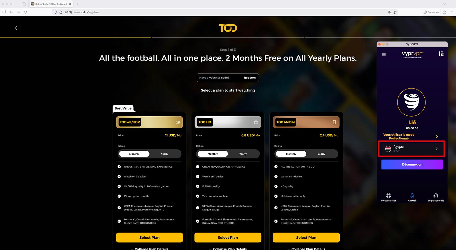 Watch TOD TV abroad - subscribe to TOD TV with cheapest price with VyprVPN-Egypt