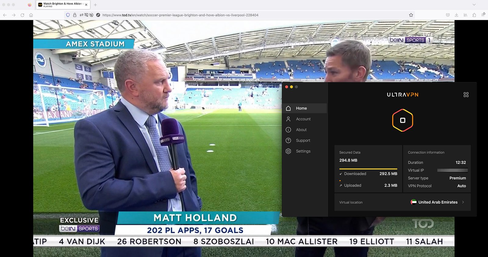 Watch TOD TV abroad - Streaming paid Live beIn Sports with UltraVPN