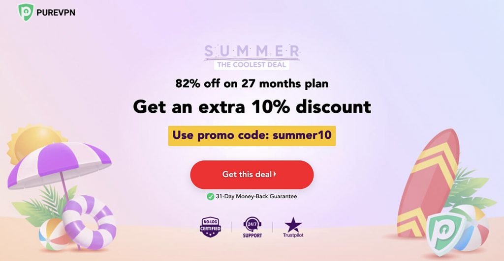 PureVPN Discount - Summer 10% Extra Discount