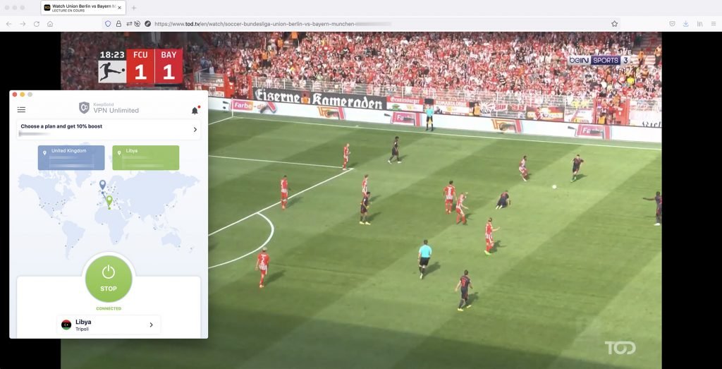 Watch TOD Tv abroad - Live Bundesliga match - working VPN