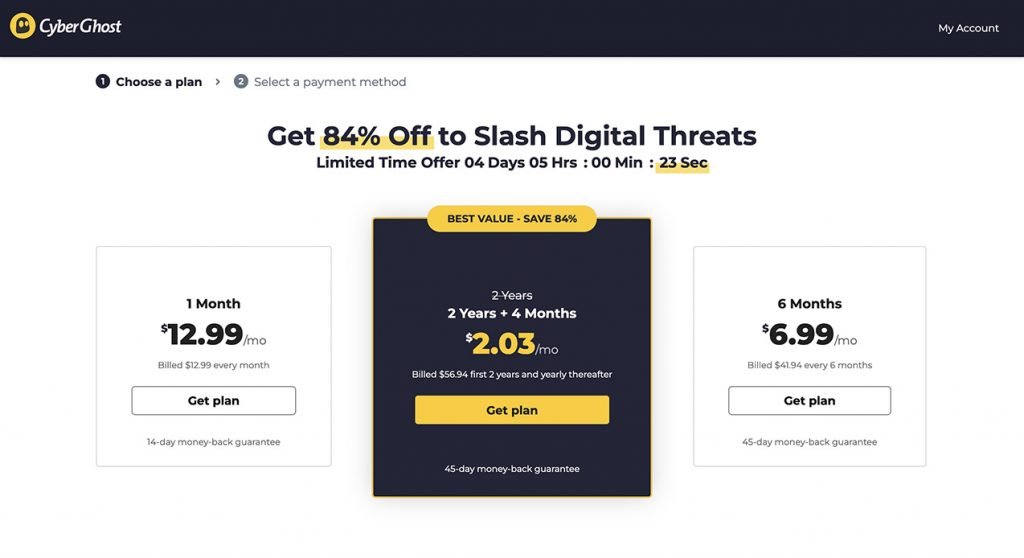 Cyberghost VPN Deal - 84% off+4 Months free