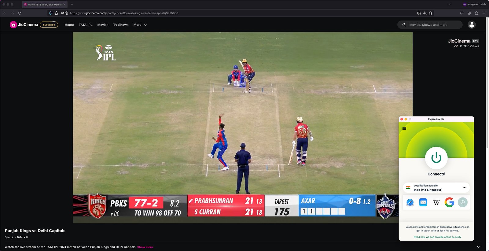 Watch TATA IPL abroad on Jiocinema - free live streaming with ExpressVPN