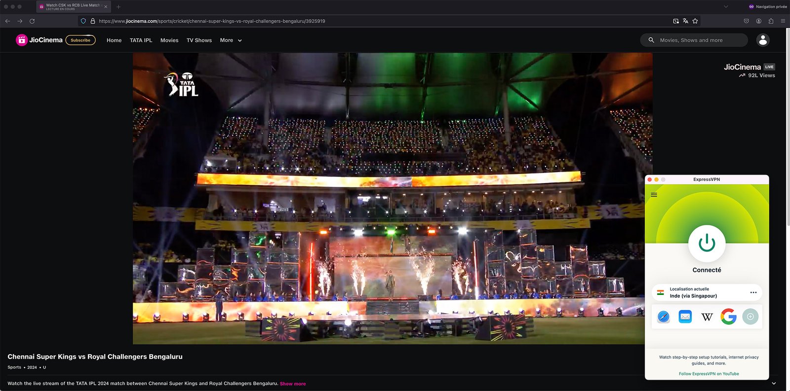 Watch Jiocinema abroad - free live streaming TATA IPL Opening Ceremony with ExpressVPN