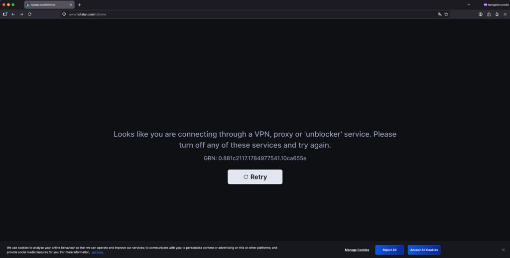 Watch Jio Hotstar Abroad and outside India-blocked error using VPN or Proxy