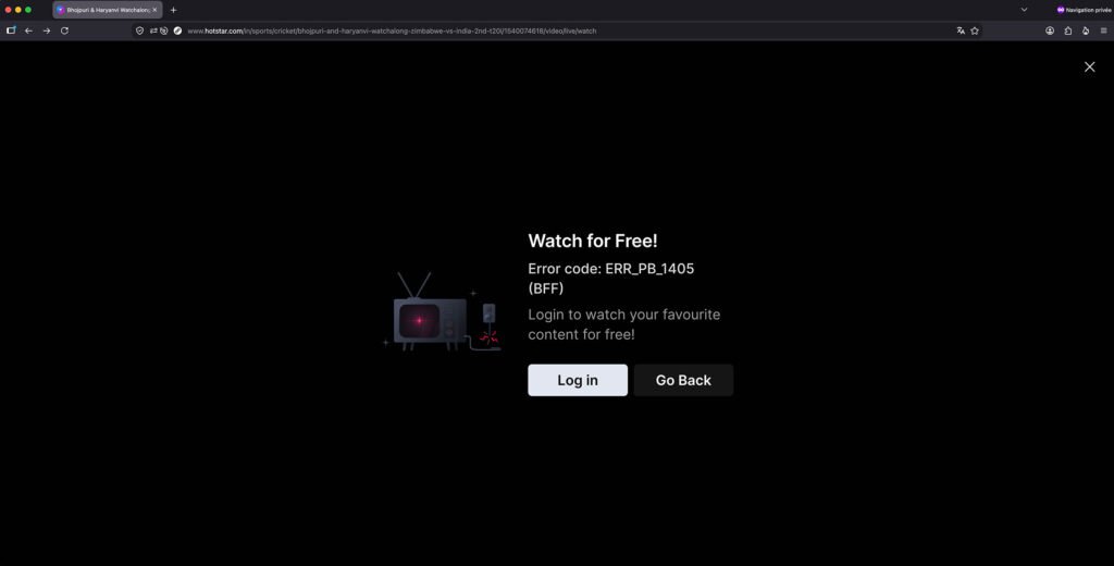 Watch Free JioHotstar Abroad and outside India-Login or Signup error