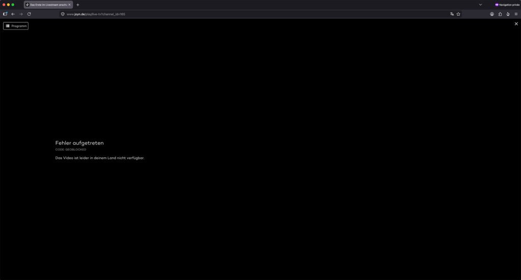 watch Joyn Abroad and outside Germany-Geoblocking Error